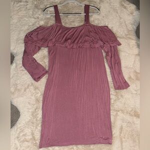 Basic Mauve Off-Shoulder Dress
